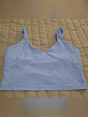 Lululemon Light Blue Textured V-Neck Crop Tank Top
